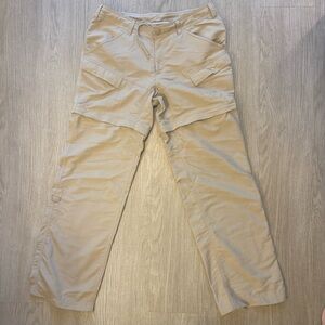 The North Face Tan Convertible Cargo Pants- zip off hiking pants
